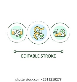 Earthworms loop concept icon. Indicator of healthy soil. Warms in ground. Cultivation abstract idea thin line illustration. Isolated outline drawing. Editable stroke. Arial font used