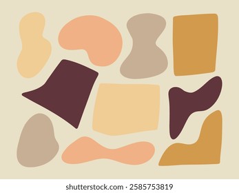 Earthy Abstract Organic Shape Bundle. A collection of abstract organic shapes in warm earthy tones. These freeform elements are perfect for modern aesthetics, digital art, branding, and contemporary