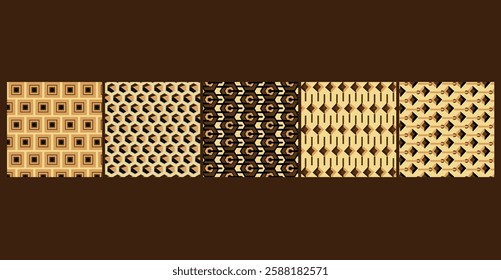 Earthy brown  geometric Hexagonal  seamless pattern bundle perfect for branding, packaging,  fabric , stationary , wallpaper and stylish modern designs