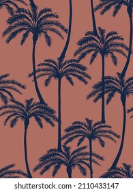 Earthy colors palm tree pattern. Vector seamless pattern