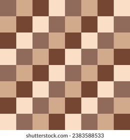 Earthy colours checkerboard groovy coffee aesthetics vector seamless pattern. Geometric abstract background.