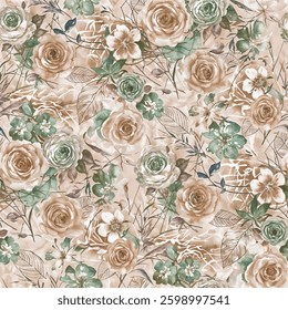 Earthy Elegance Vintage Floral Watercolor