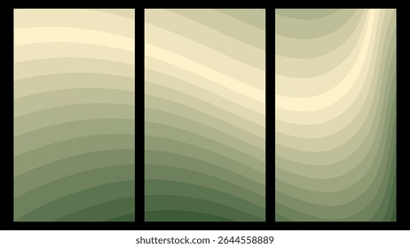Gradientes verdes terrosos: texturas onduladas suaves de creme para verde floresta profunda - Ideal para fundos naturais, marca eco-friendly e arte digital serena que evoca calma.