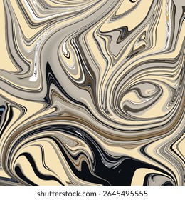 Design abstrato marmoreado terroso em tons bege, preto e taupe. Composição fluida e orgânica para estilo moderno ou vintage. Mármore, Terroso, Fluido, Abstrato, Orgânico.