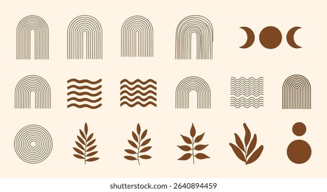 Earthy Mystical Symbolism Elements and Minimalist Boho Aesthetic with Earth Tone Colors