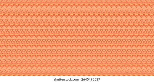Impressão tribal laranja terra com linhas de ponta de seta artesanais e formas em ziguezague. Adequado para design de boho, têxteis ou arte cultural abstrata.