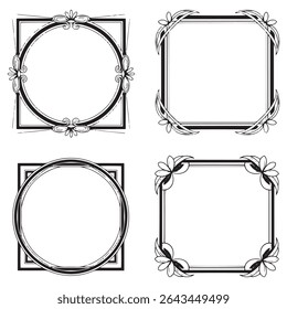 Earthy and Organic Vintage Decorative Floral Frames Vector Set Packs
