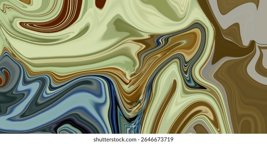 Earthy swirl abstract featuring olive greens, deep browns, and muted blues. A nature-inspired fluid art piece with a marbled, organic texture.
