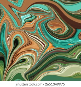 A terra gira com tons de turquesa, verde e marrom em movimento fluido abstrato. Ótimo para visuais orgânicos e calmantes.