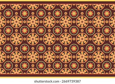 Padrão de círculo floral tailandês terroso