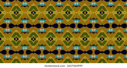 Earthy Toned Geometric Floral Pattern – Seamless Retro Design