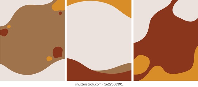 Earthy tones abstract art set,terra cotta burnt orange aesthetic,vector.