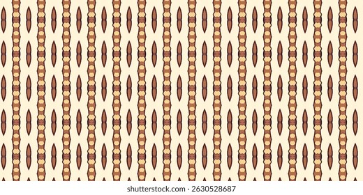 Un patrón repetitivo de tonos cálidos y terrosos con intrincadas Formas de inspiración tribal en marrón y beige.
