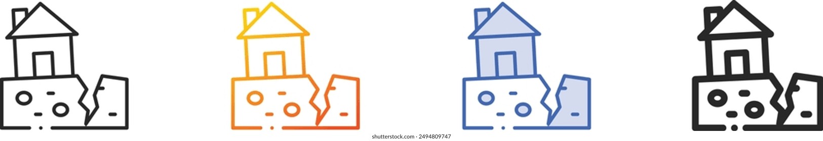 eartquake icon.Thin Linear, Gradient, Blue Stroke and bold Style Design Isolated On White Background