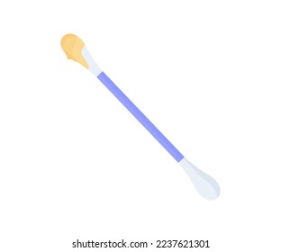 Earwax on the stick. Ear cleaning swab. Ear cleaning with cotton swab logo design. Earwax on the plastic spins the ears vector design and illustration.
