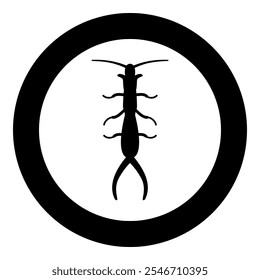 Earwig icon in circle round black color vector illustration image solid outline style