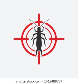 Earwig Icon Red Target. Insect Pest Control Sign