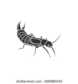 Earwig Icon Silhouette Illustration. Insect Invertebrate Vector Graphic Pictogram Symbol Clip Art. Doodle Sketch Black Sign.