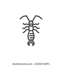 Earwig insect line icon. linear style sign for mobile concept and web design. Earwig bug outline vector icon. Symbol, logo illustration. Vector graphics