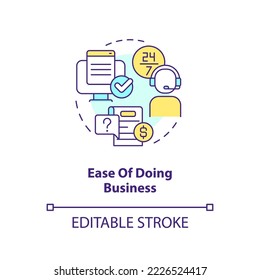 Ease of doing business concept icon. Simple interaction with insurance company abstract idea thin line illustration. Isolated outline drawing. Editable stroke. Arial, Myriad Pro-Bold fonts used