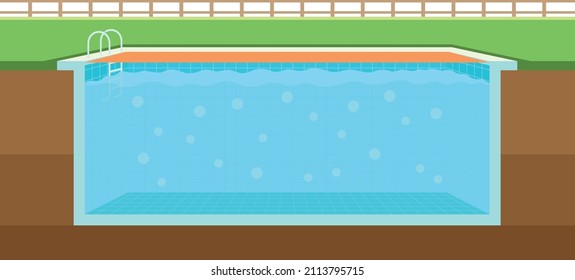 Ease of mathematics in calculating the length of the blue pool by placing it in brown soil