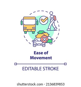 Ease of movement concept icon. Comfortable structure. Principles of urban design abstract idea thin line illustration. Isolated outline drawing. Editable stroke. Arial, Myriad Pro-Bold fonts used