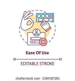 Ease Of Use Concept Icon. Commenting Platform Feature Abstract Idea Thin Line Illustration. Good User Experience. Isolated Outline Drawing. Editable Stroke. Arial, Myriad Pro-Bold Fonts Used