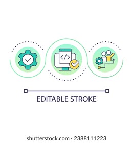 Ease of use loop concept icon. Software system simplification. Picking release management tool abstract idea thin line illustration. Isolated outline drawing. Editable stroke. Arial font used