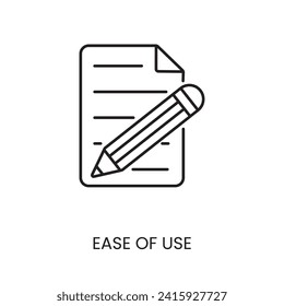 Ease of use Paper and Pencil linear icon in vector