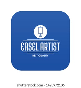 Easel artist icon blue vector isolated on white background