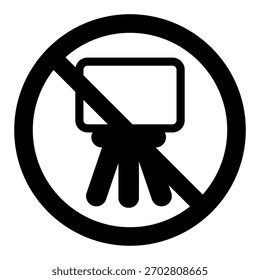 Ícone sólido Easel banir, placa para conceito de apresentação. Gráficos vetoriais. Proibido, sinal de item proibido no fundo branco, ícone de estilo de glifo para design móvel ou web