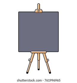Easel with a big blank black board isolated