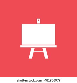 Easel Blackboard Flat Icon On Red Background
