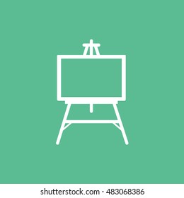 Easel Blackboard Flat Icon On Green Background