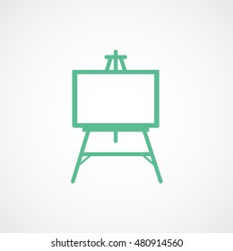 Easel Blackboard Green Flat Icon On Light Background