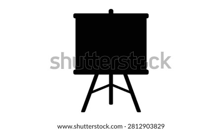 Easel With Blank Canvas Black Silhouette Against White Background