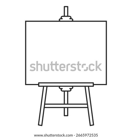 Easel with blank canvas for display or art outline vector illustration