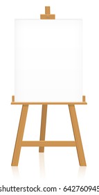 Easel with blank canvas to insert your artwork, picture or text - isolated vector illustration on white background.