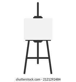 An easel with a blank canvas, isolated on a white background. Vector illustration