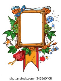 Easel with a blank canvas, tattoo style