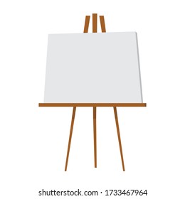 Easel con ilustración vectorial de lienzo en blanco aislado en fondo blanco.