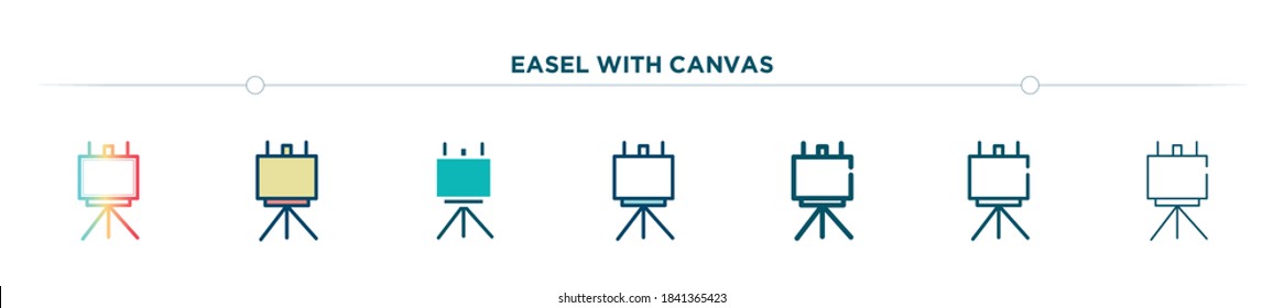easel with canvas icon designed in gradient, filled, two color, thin line and outline style. vector illustration of easel with canvas vector icons. can be used for mobile, ui, web
