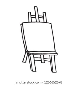 Easel cartoon vector illustration, hand drawn style, isolated on white background