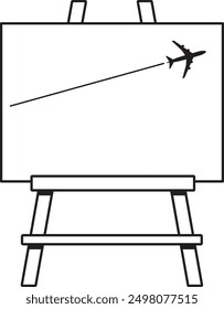 Easel frame depicting a plane taking off
