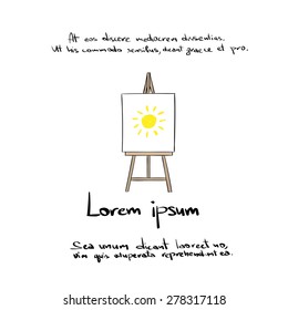 Easel Hand Draw Color Icon Vector Illustration