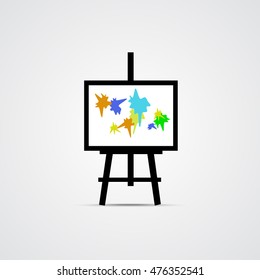 Easel Icon, Bright Blots. Creative Symbol. Vector Illustration