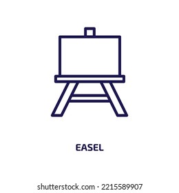 Easel Icon From Education Collection. Thin Linear Easel, School, Brush Outline Icon Isolated On White Background. Line Vector Easel Sign, Symbol For Web And Mobile