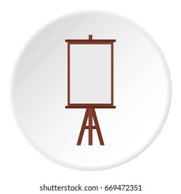 Easel icon in flat circle isolated on white background vector illustration for web