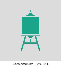 Easel icon. Gray background with green. Vector illustration.