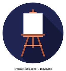Easel icon. Illustration in flat style. Round icon with long shadow.